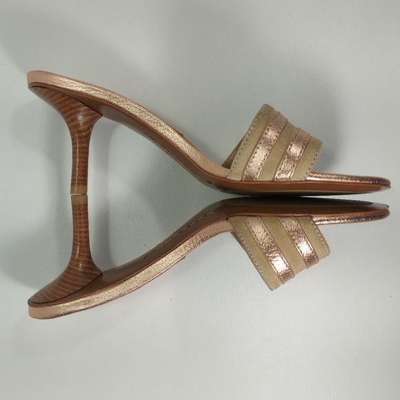 NWT Michael Kors Leandro Rose Gold and Tan Leather High Heel Shoes, 7.5 - Picture 12 of 12